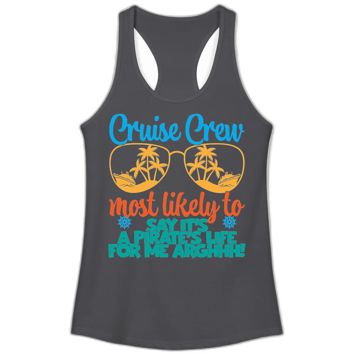 Cruise Crew Most Likely To Say Ahh Ladies Tank in Solid Dark Gray