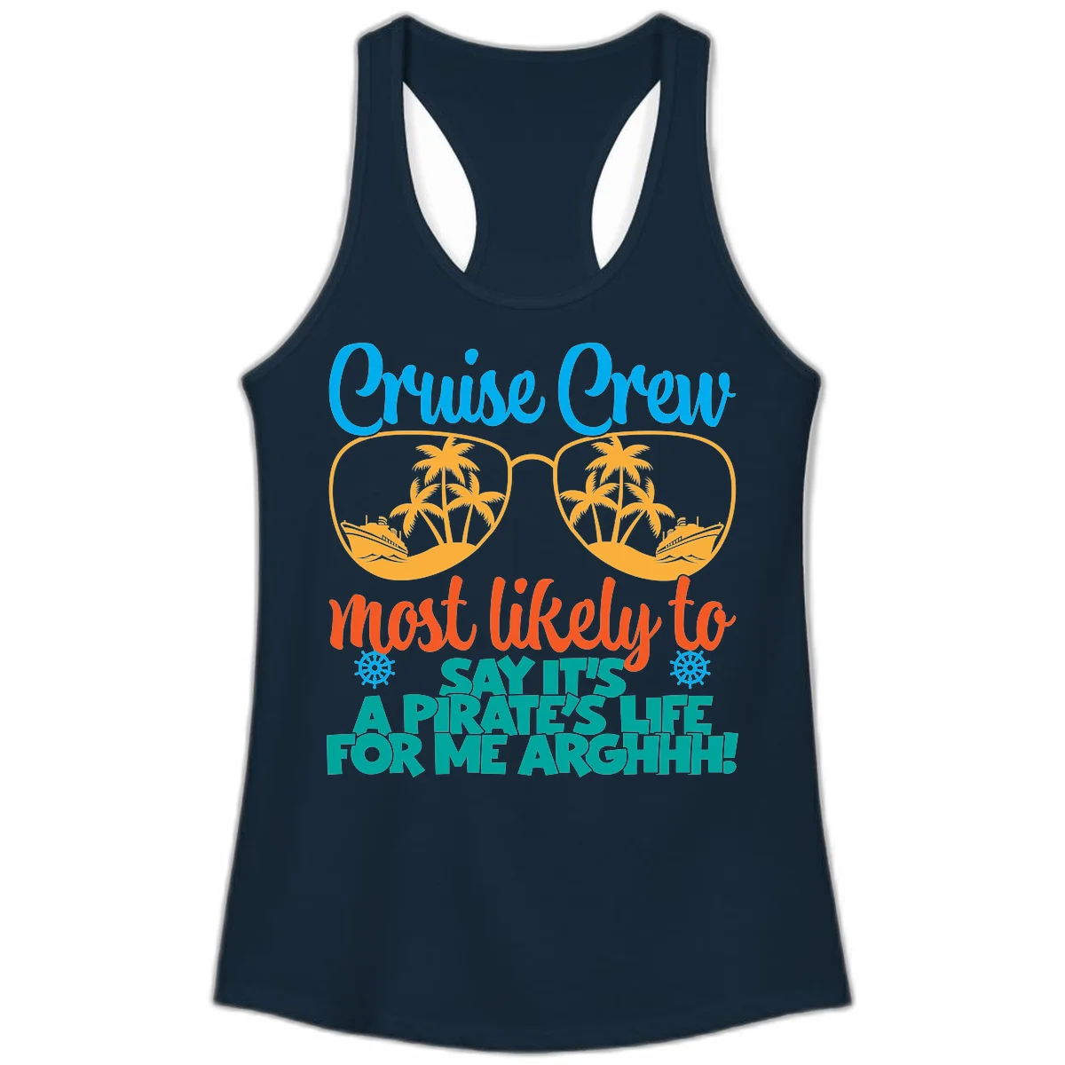 Cruise Crew Most Likely To Say Ahh Ladies Tank in Solid Midnight Navy
