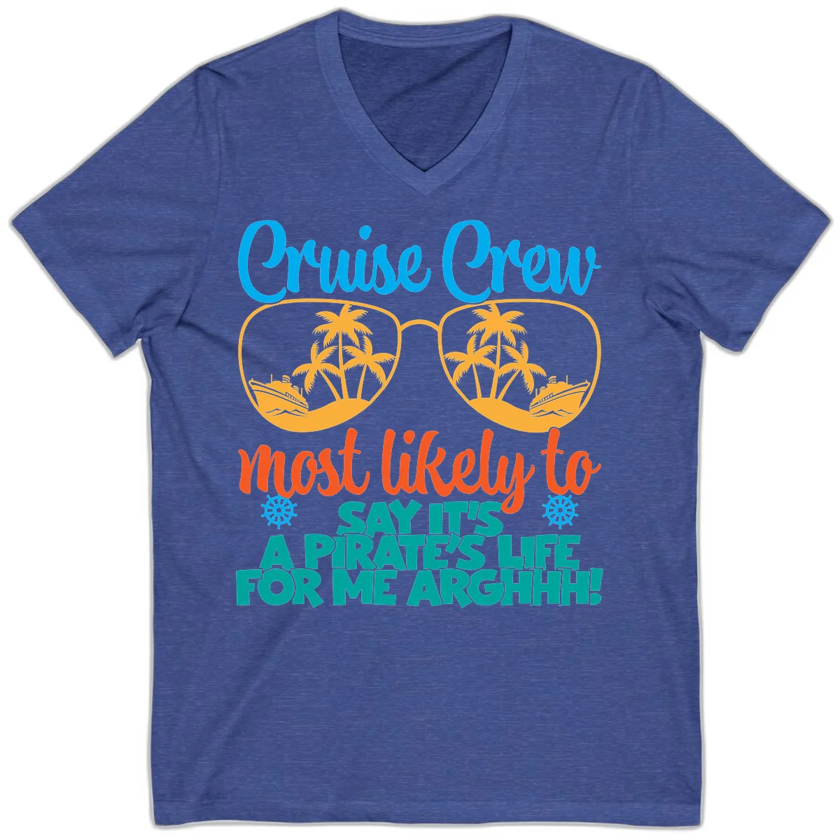 Cruise Crew Most Likely To Say Ahh V-Neck in Heather True Royal