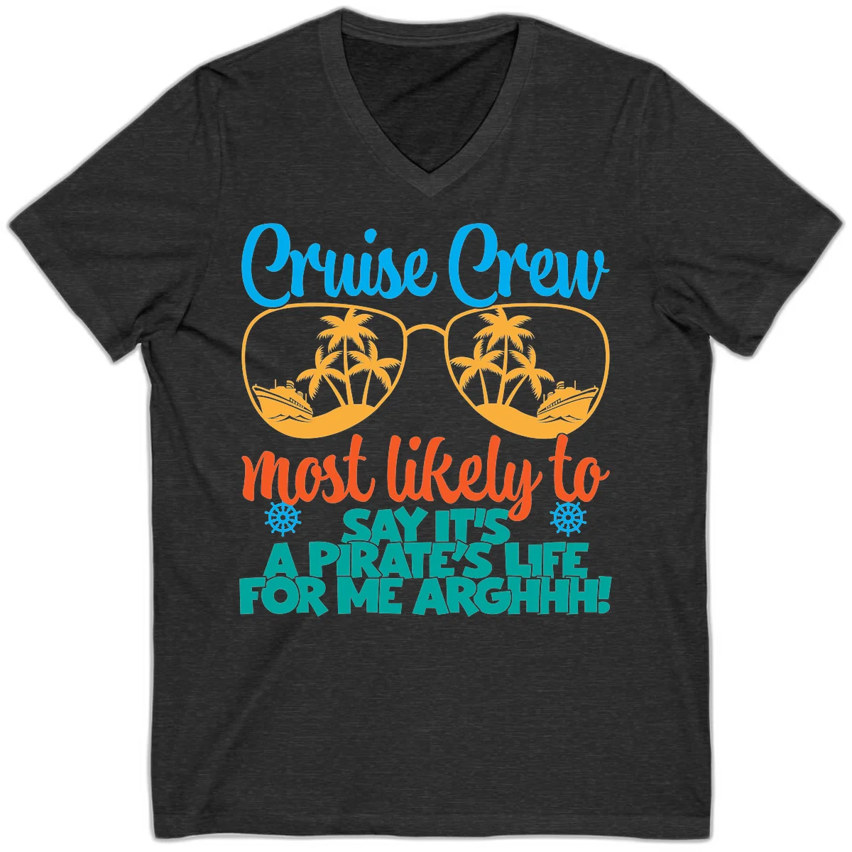 Cruise Crew Most Likely To Say Ahh V-Neck in Dark Grey Heather