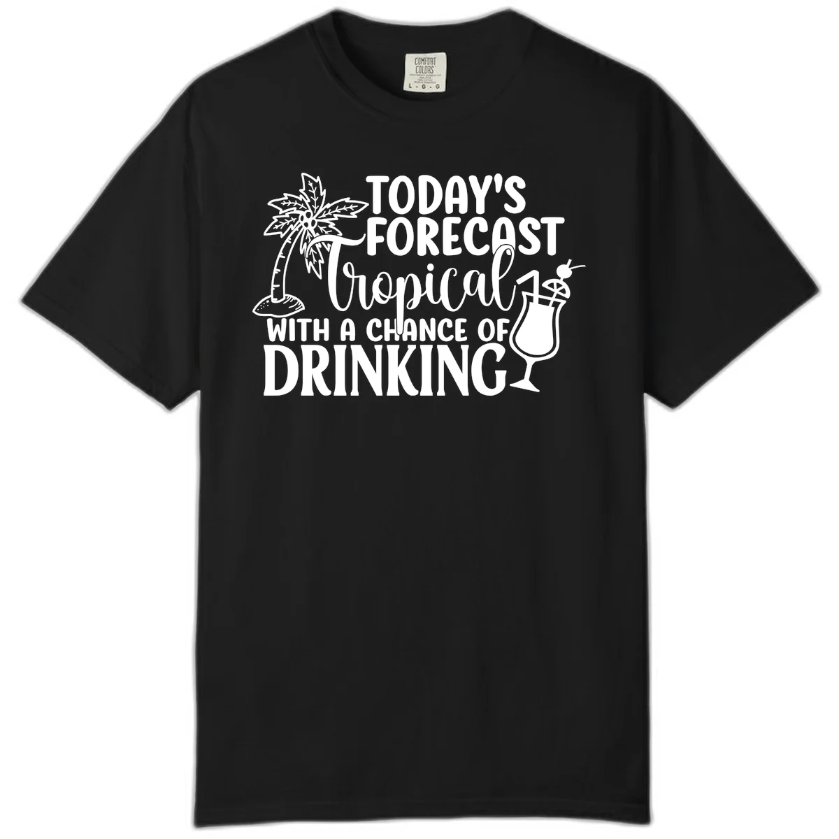 Tropical Forecast Drinking Comfort Color T-Shirt in Black