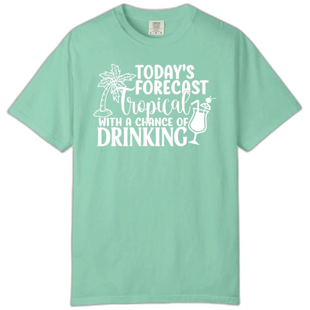 Tropical Forecast Drinking Comfort Color T-Shirt in Island Reef