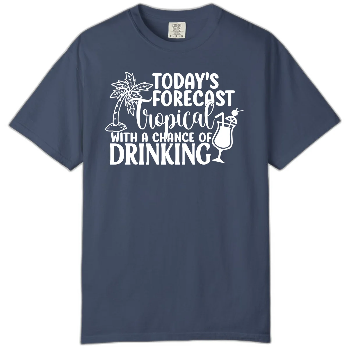 Tropical Forecast Drinking Comfort Color T-Shirt in Midnight