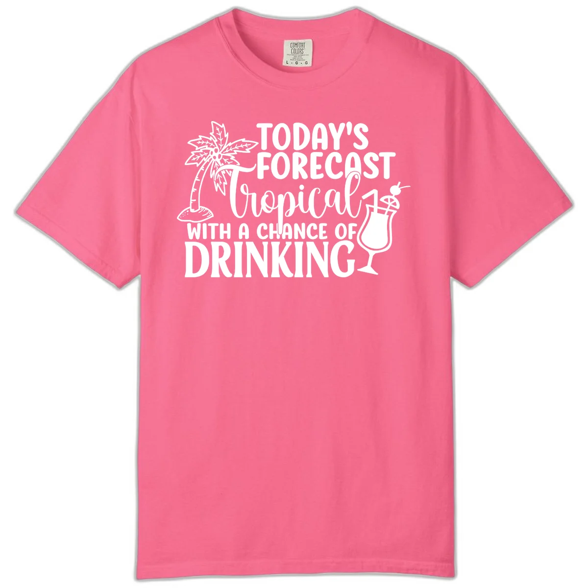Tropical Forecast Drinking Comfort Color T-Shirt in Crunchberry