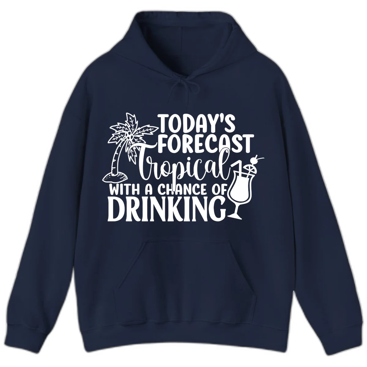 Tropical Forecast Drinking Hoodie in Navy