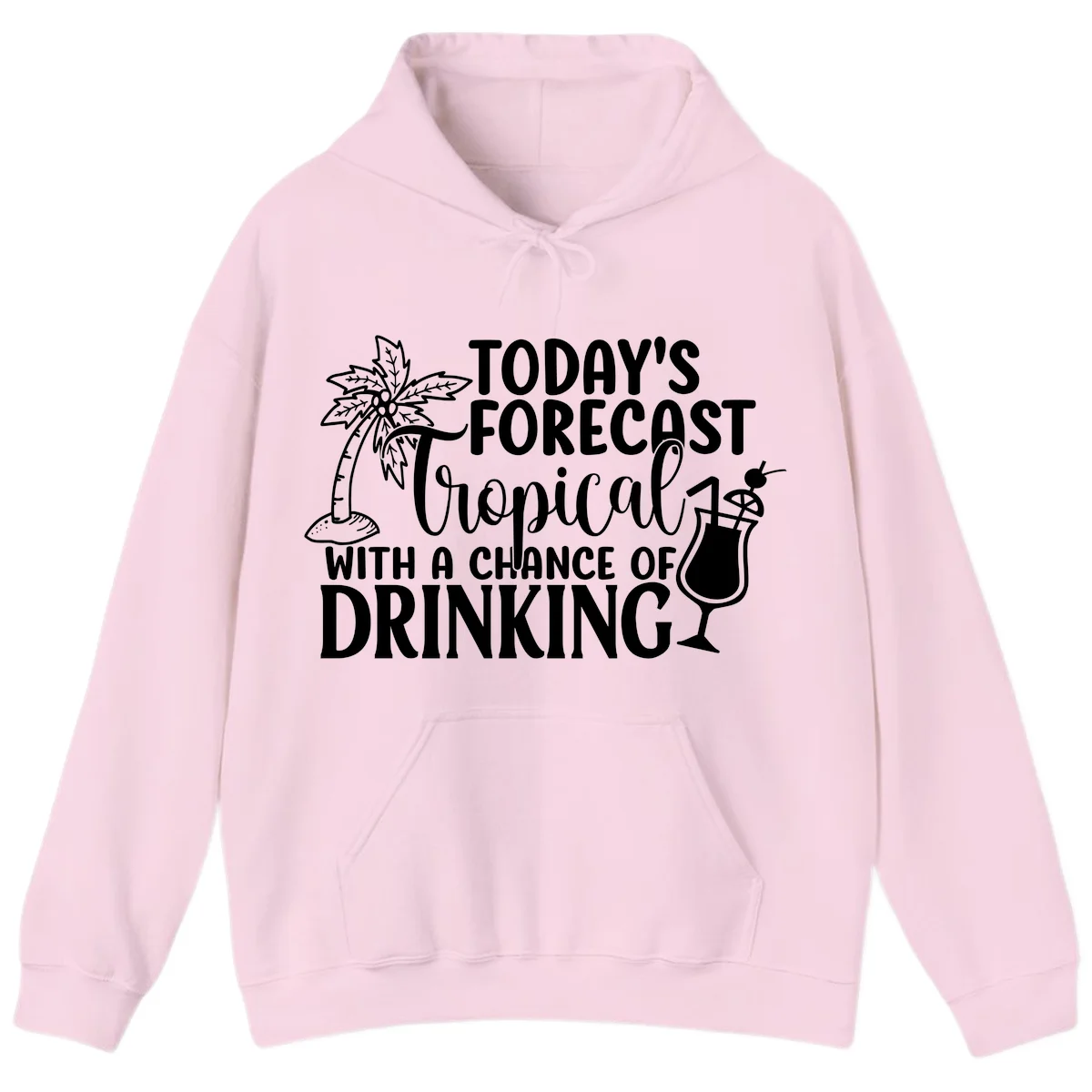 Tropical Forecast Drinking Hoodie in Light Pink