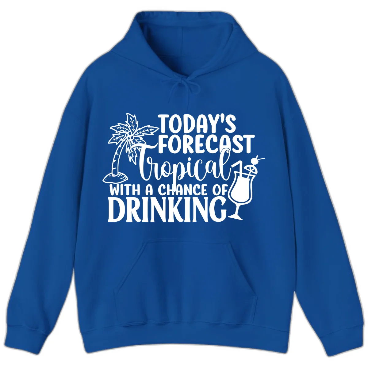 Tropical Forecast Drinking Hoodie in Royal
