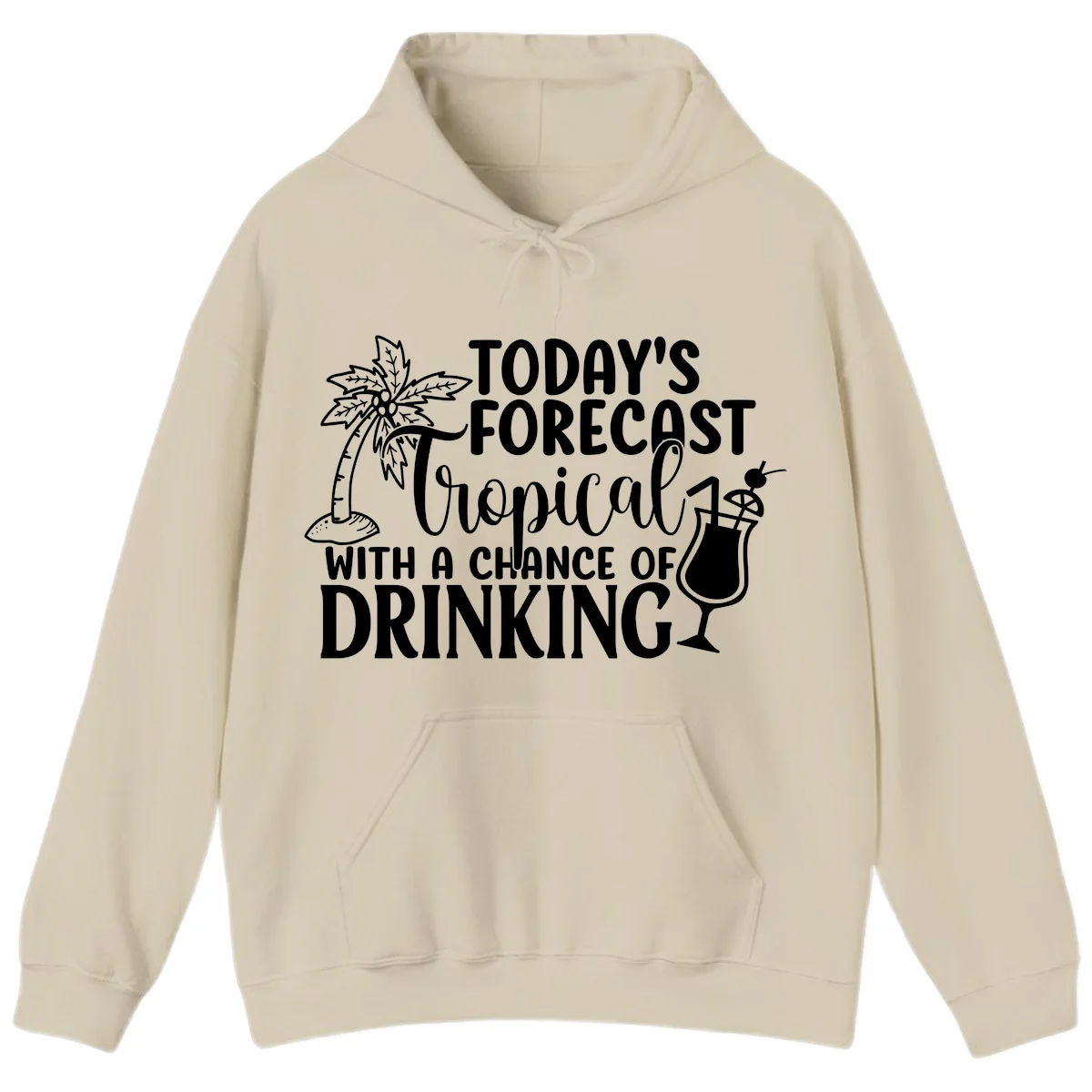 Tropical Forecast Drinking Hoodie in Sand