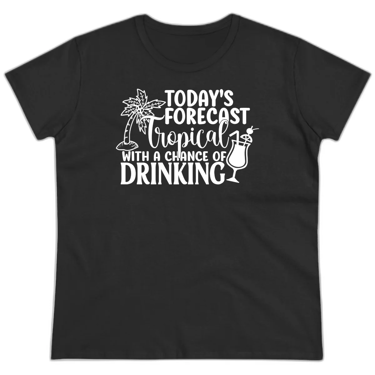 Tropical Forecast Drinking Ladies Tee in Black
