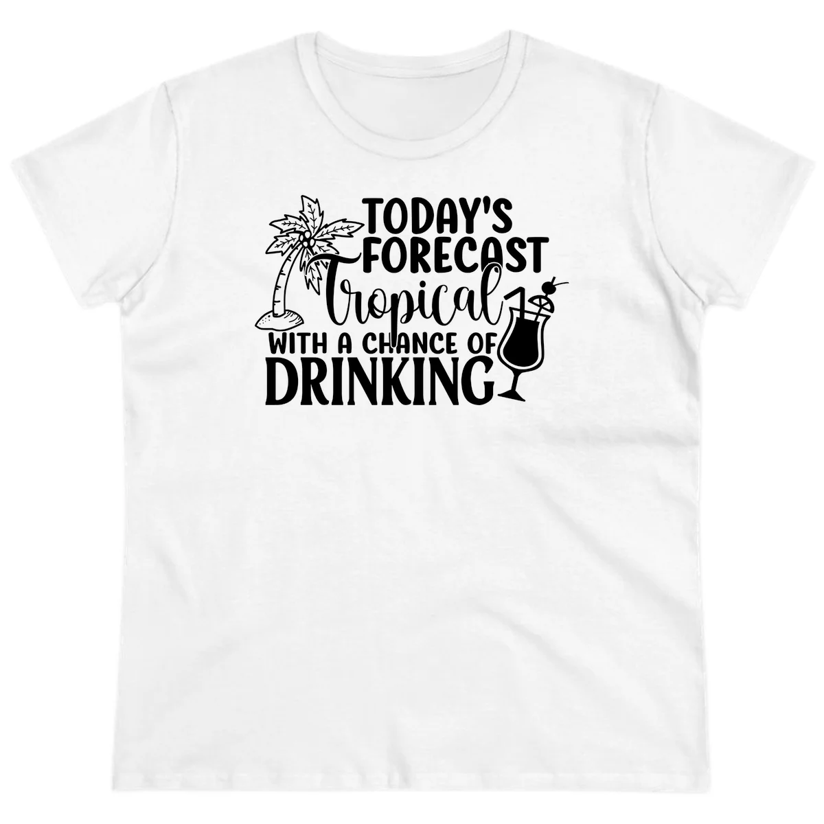 Tropical Forecast Drinking Ladies Tee in White