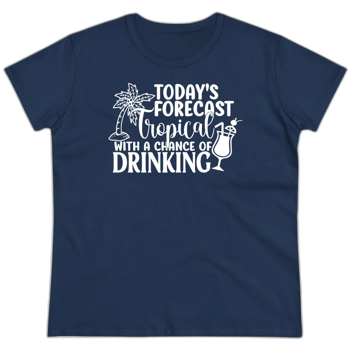 Tropical Forecast Drinking Ladies Tee in Navy