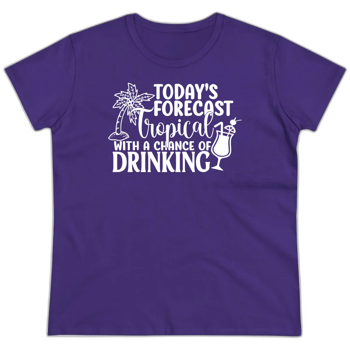 Tropical Forecast Drinking Ladies Tee in Purple