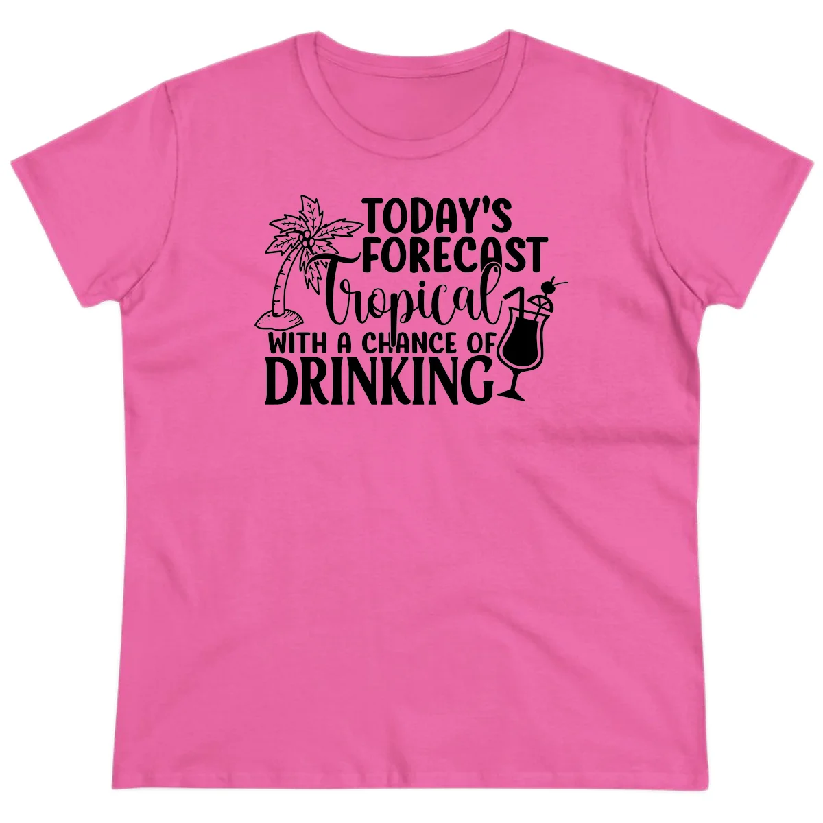 Tropical Forecast Drinking Ladies Tee in Azalea