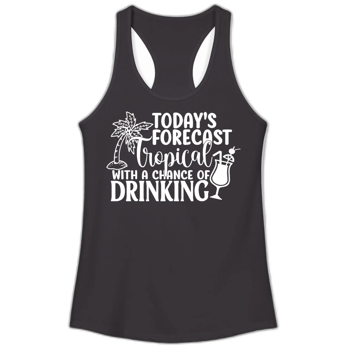 Tropical Forecast Drinking Ladies Tank in Black