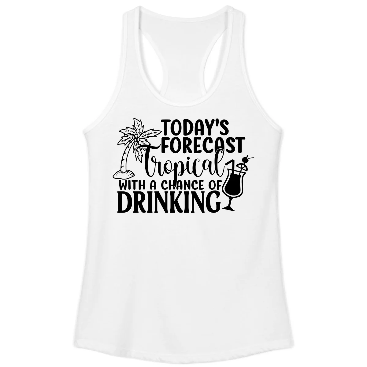 Tropical Forecast Drinking Ladies Tank in White