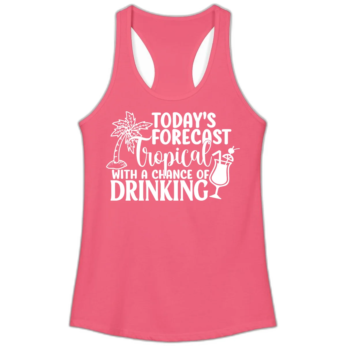 Tropical Forecast Drinking Ladies Tank in Hot Pink