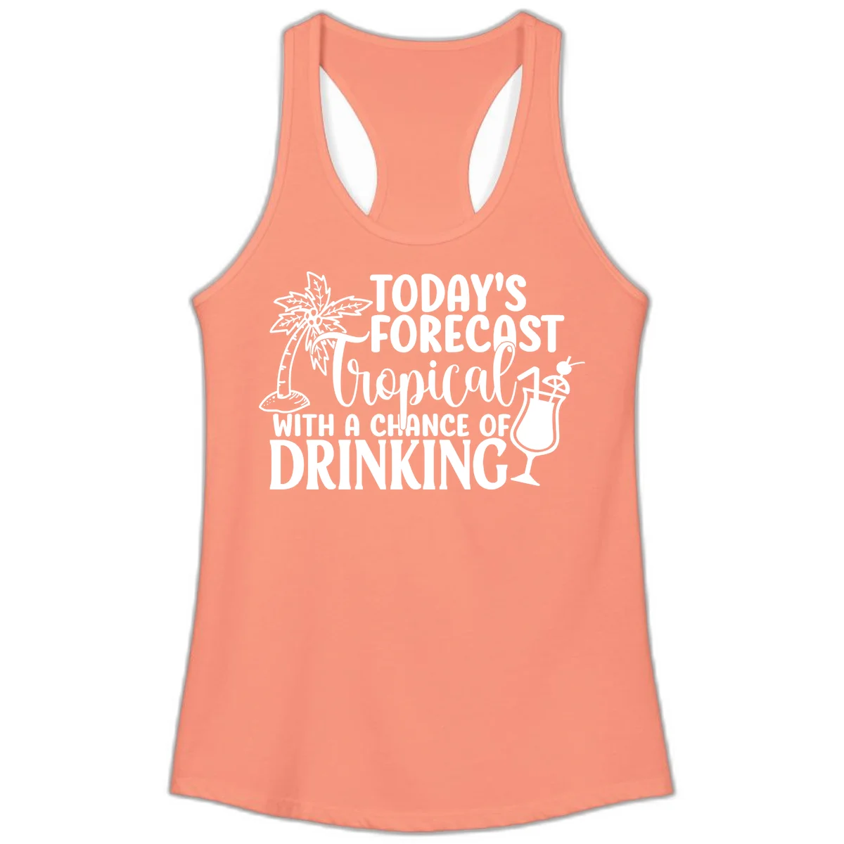Tropical Forecast Drinking Ladies Tank in Solid Light Orange