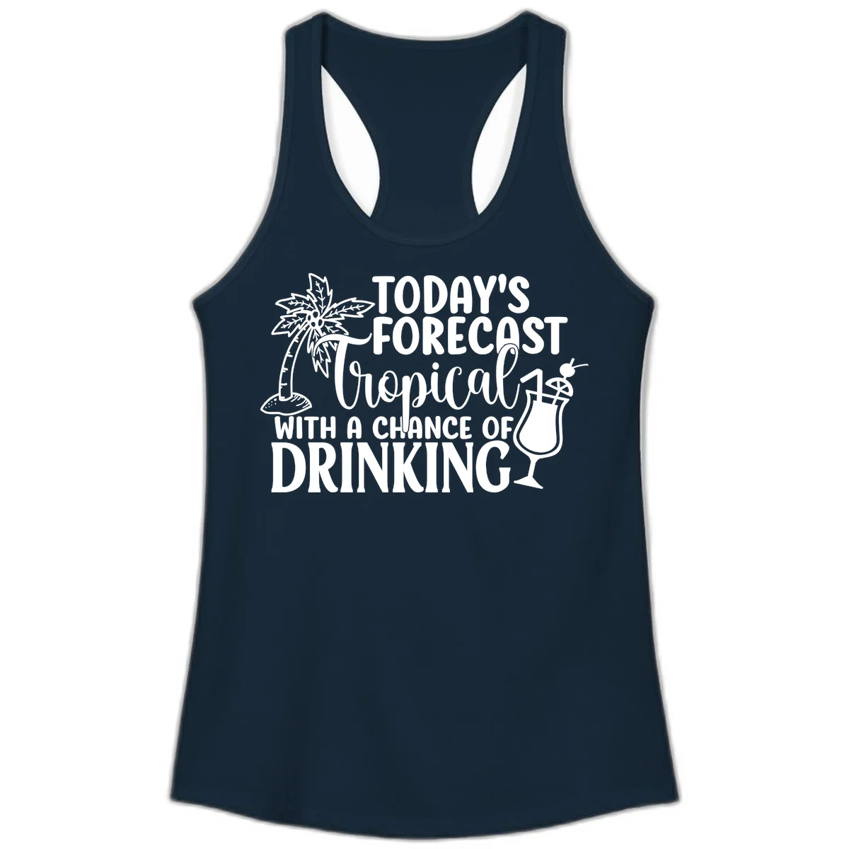 Tropical Forecast Drinking Ladies Tank in Solid Midnight Navy
