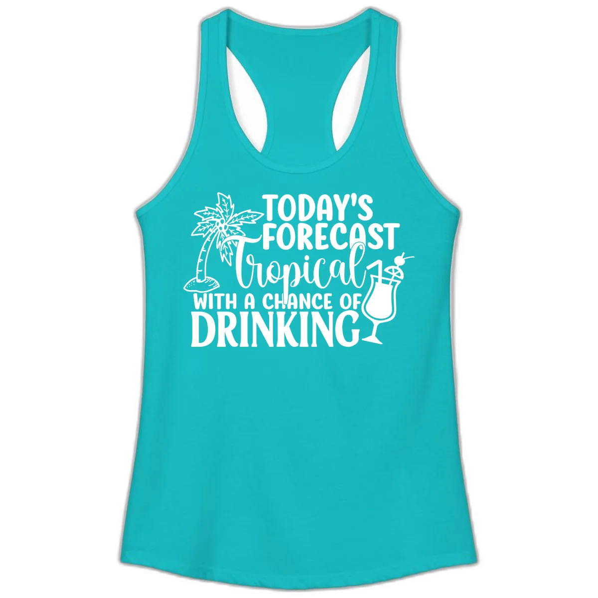 Tropical Forecast Drinking Ladies Tank in Tahiti Blue