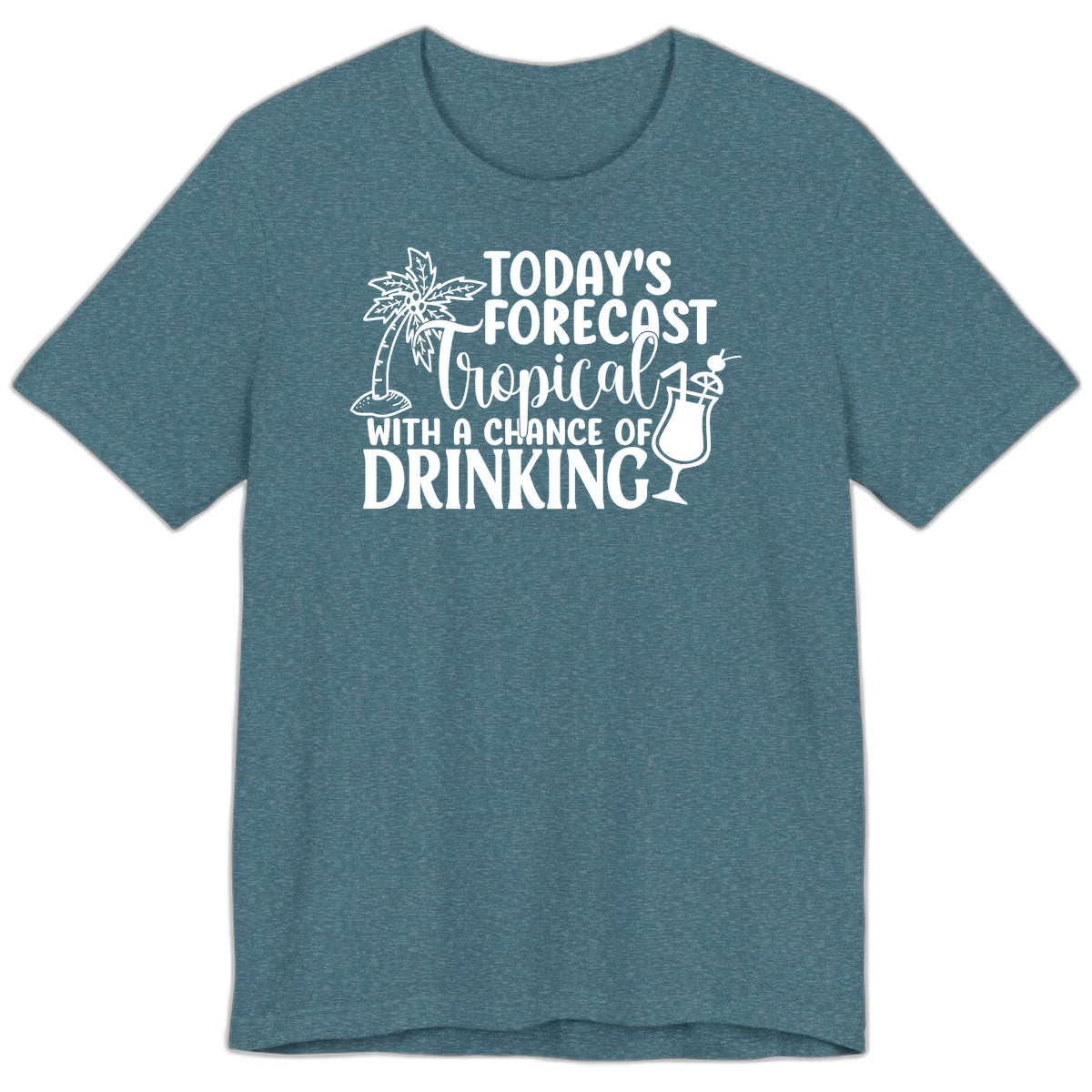 Tropical Forecast Drinking Premium T-Shirt in Heather Deep Teal