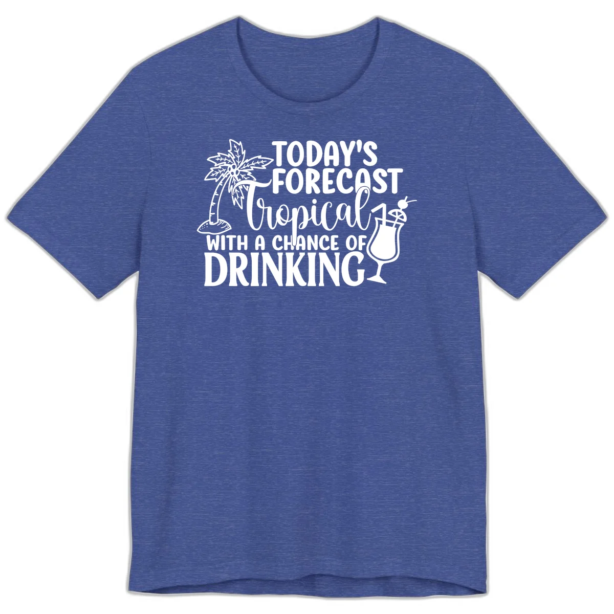 Tropical Forecast Drinking Premium T-Shirt in Heather True Royal