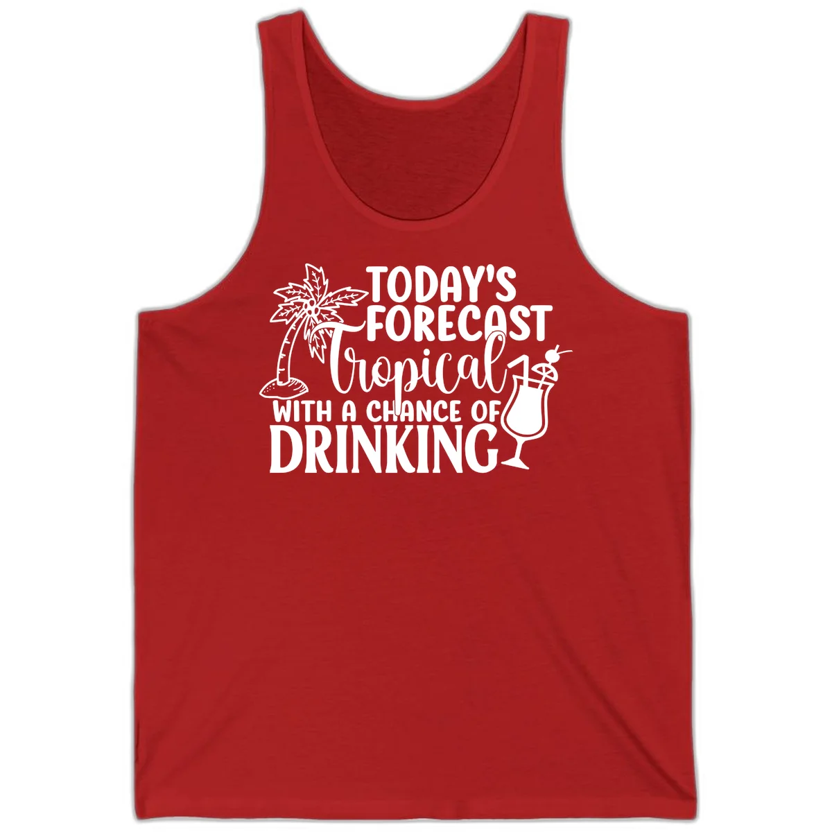 Tropical Forecast Drinking Tank in Red