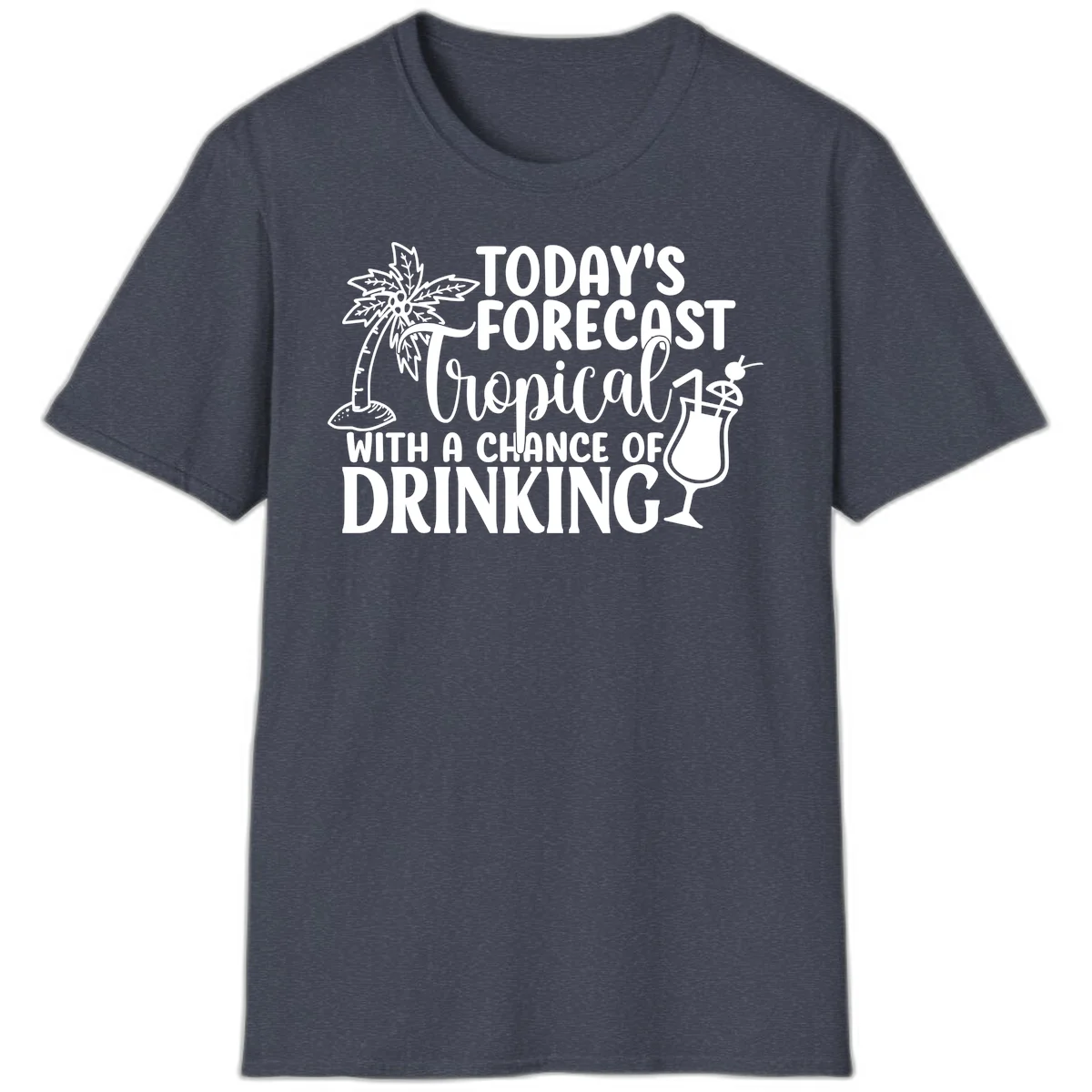 Tropical Forecast Drinking T-Shirt in Heather Navy