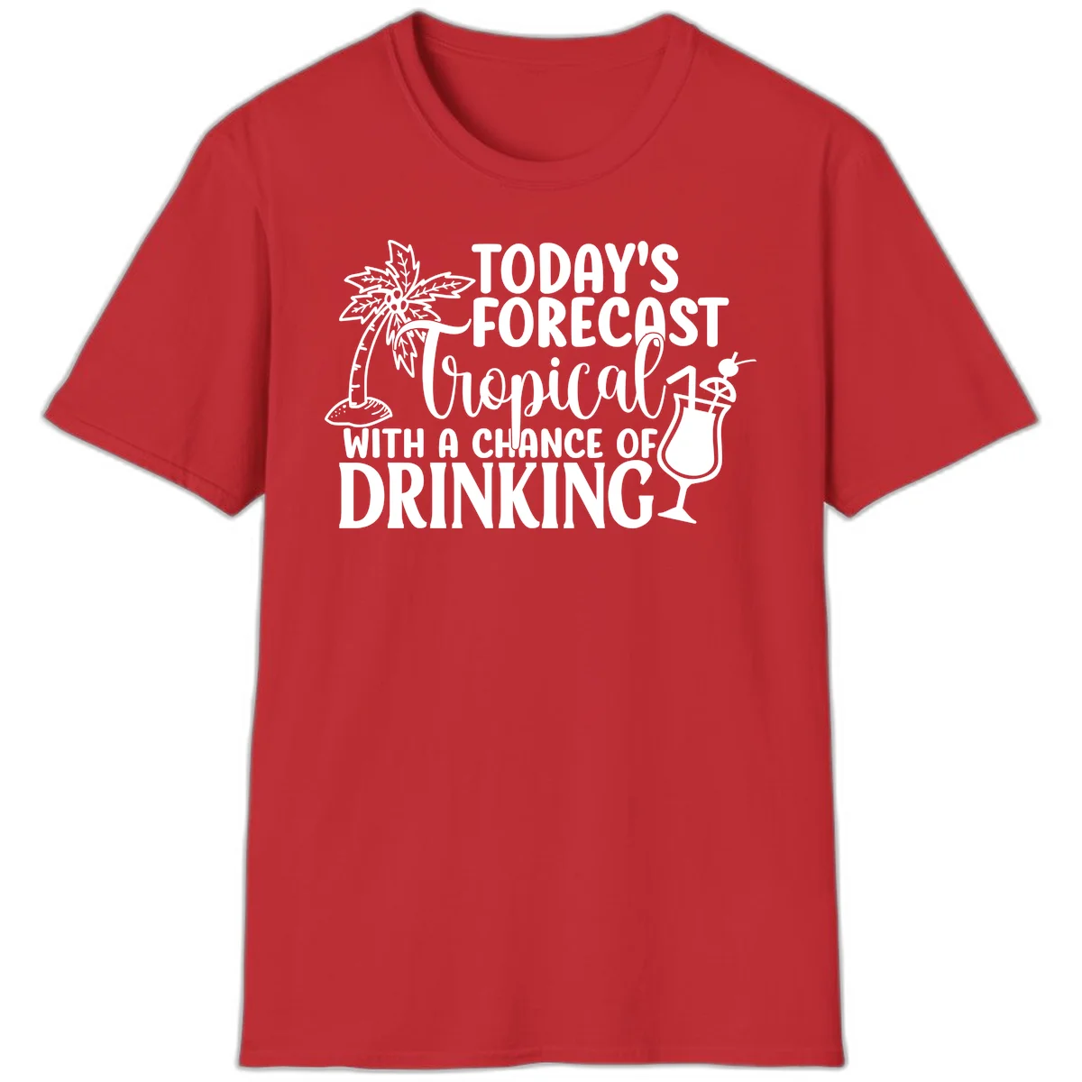 Tropical Forecast Drinking T-Shirt in Red