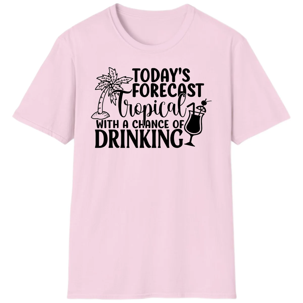 Tropical Forecast Drinking T-Shirt in Light Pink