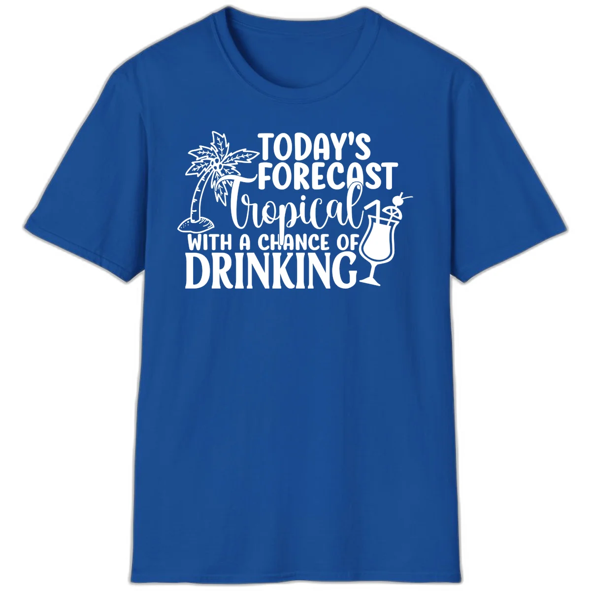 Tropical Forecast Drinking T-Shirt in Royal