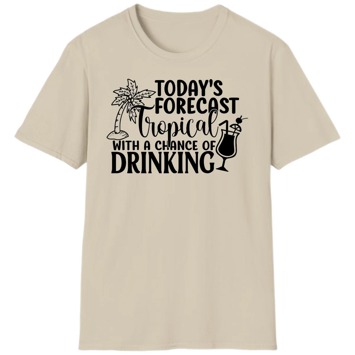 Tropical Forecast Drinking T-Shirt in Sand