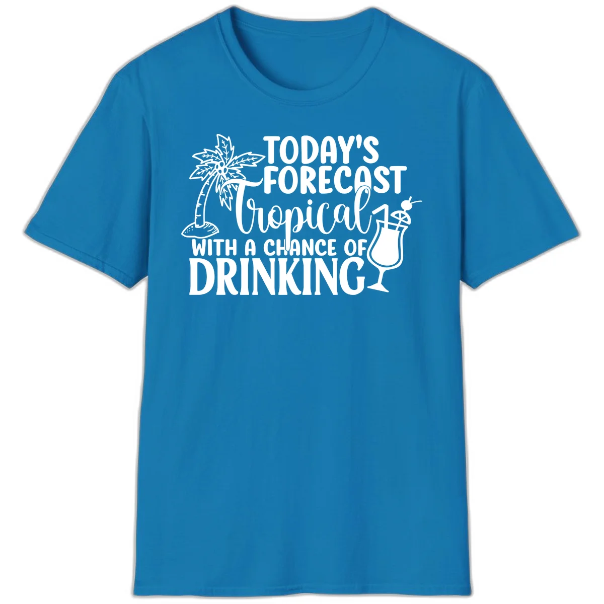 Tropical Forecast Drinking T-Shirt in Sapphire