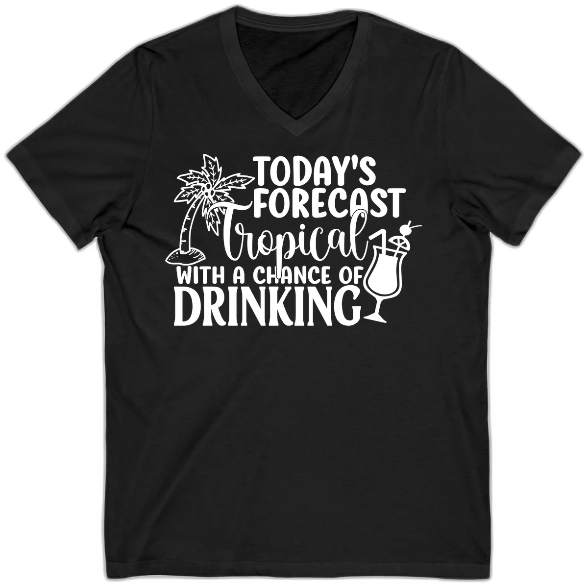 Tropical Forecast Drinking V-Neck in Black