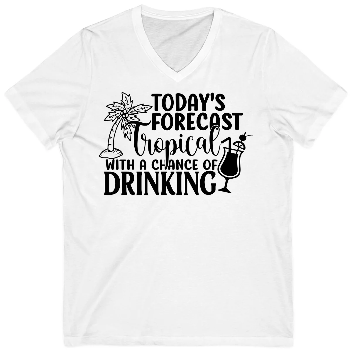 Tropical Forecast Drinking V-Neck in White