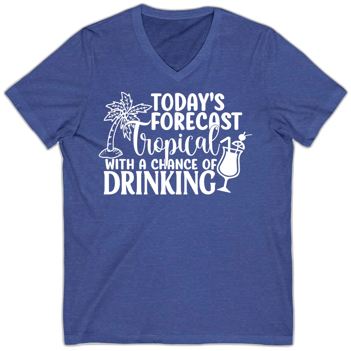 Tropical Forecast Drinking V-Neck in Heather True Royal