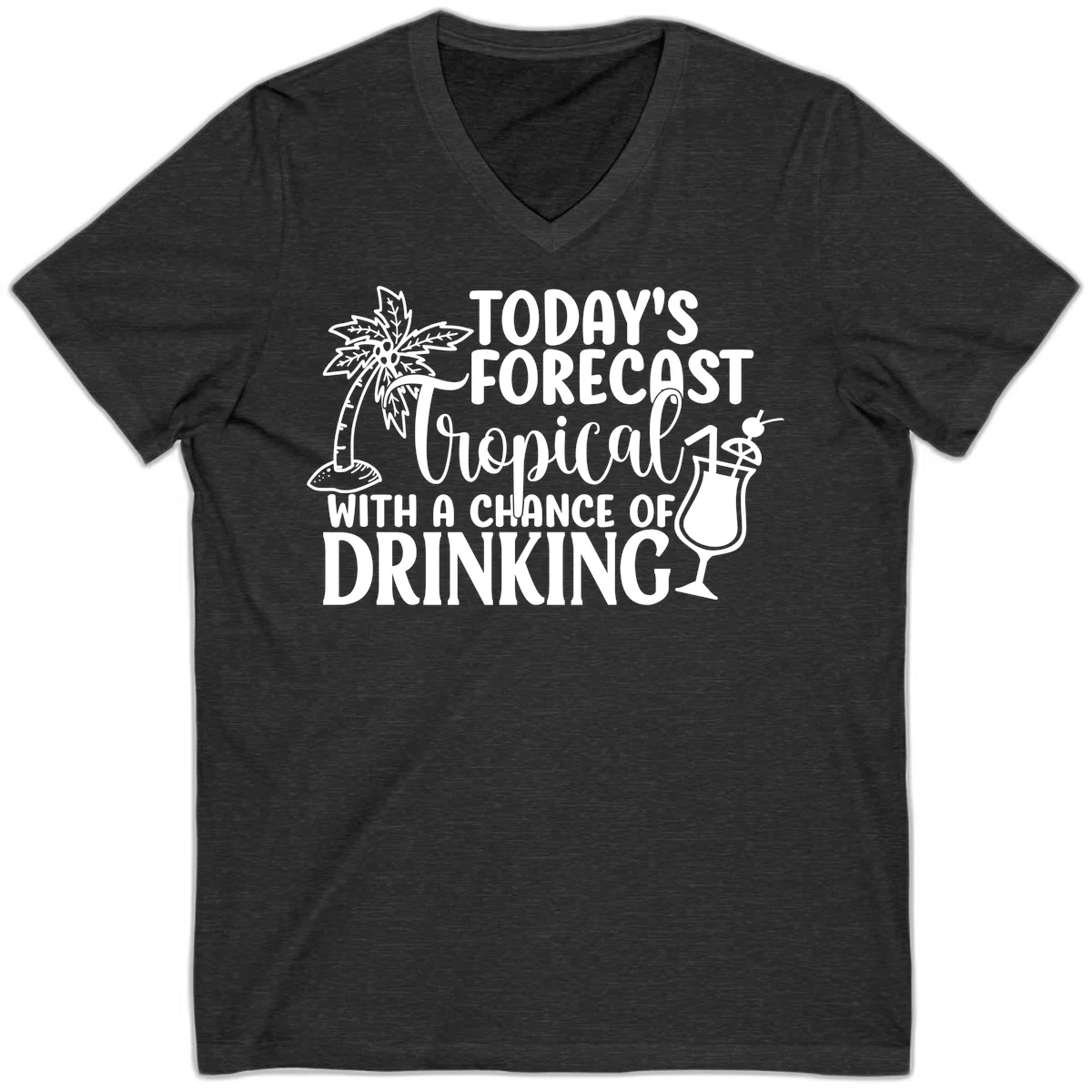 Tropical Forecast Drinking V-Neck in Dark Grey Heather