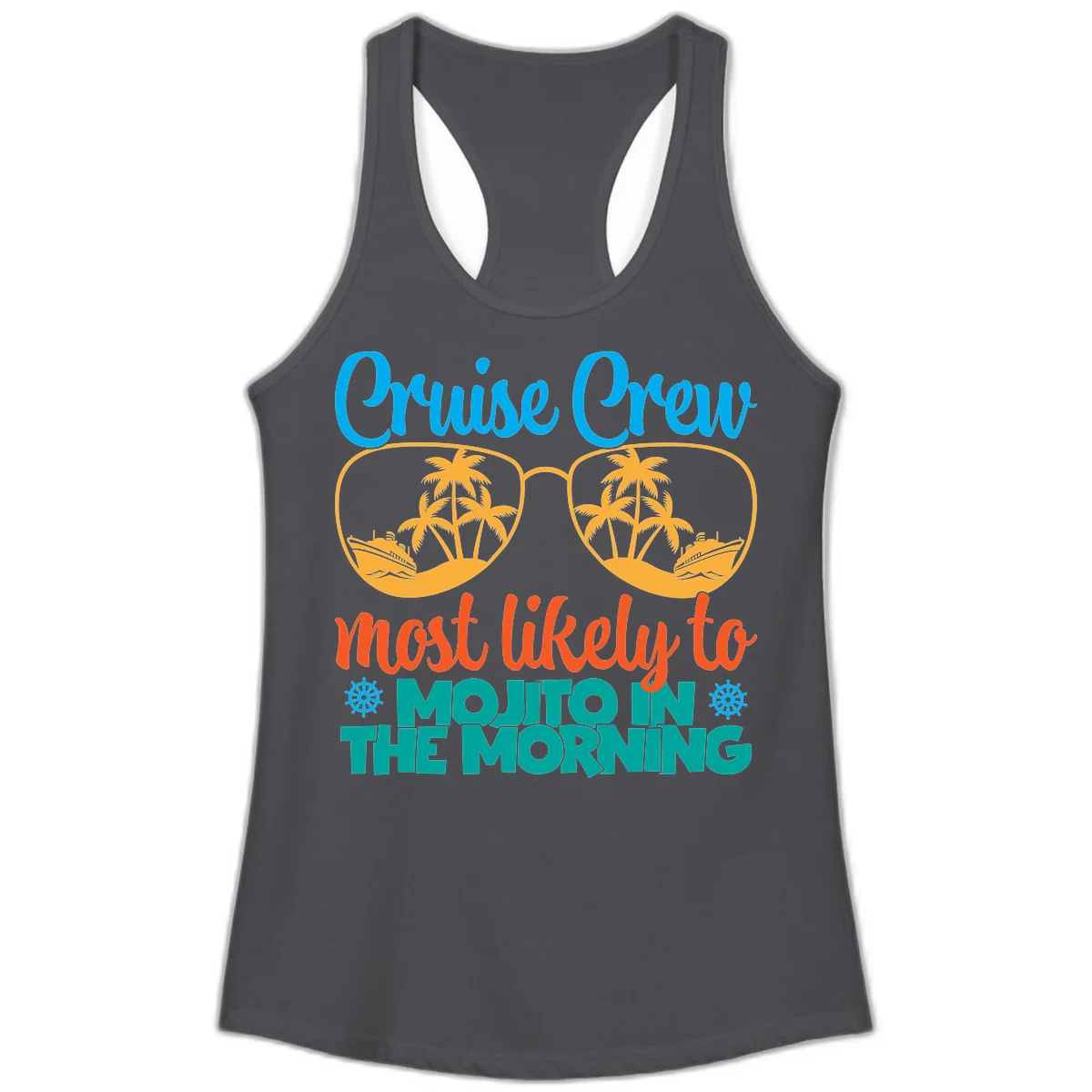 Cruise Crew Most Likely To Mojito Ladies Tank in Solid Dark Gray