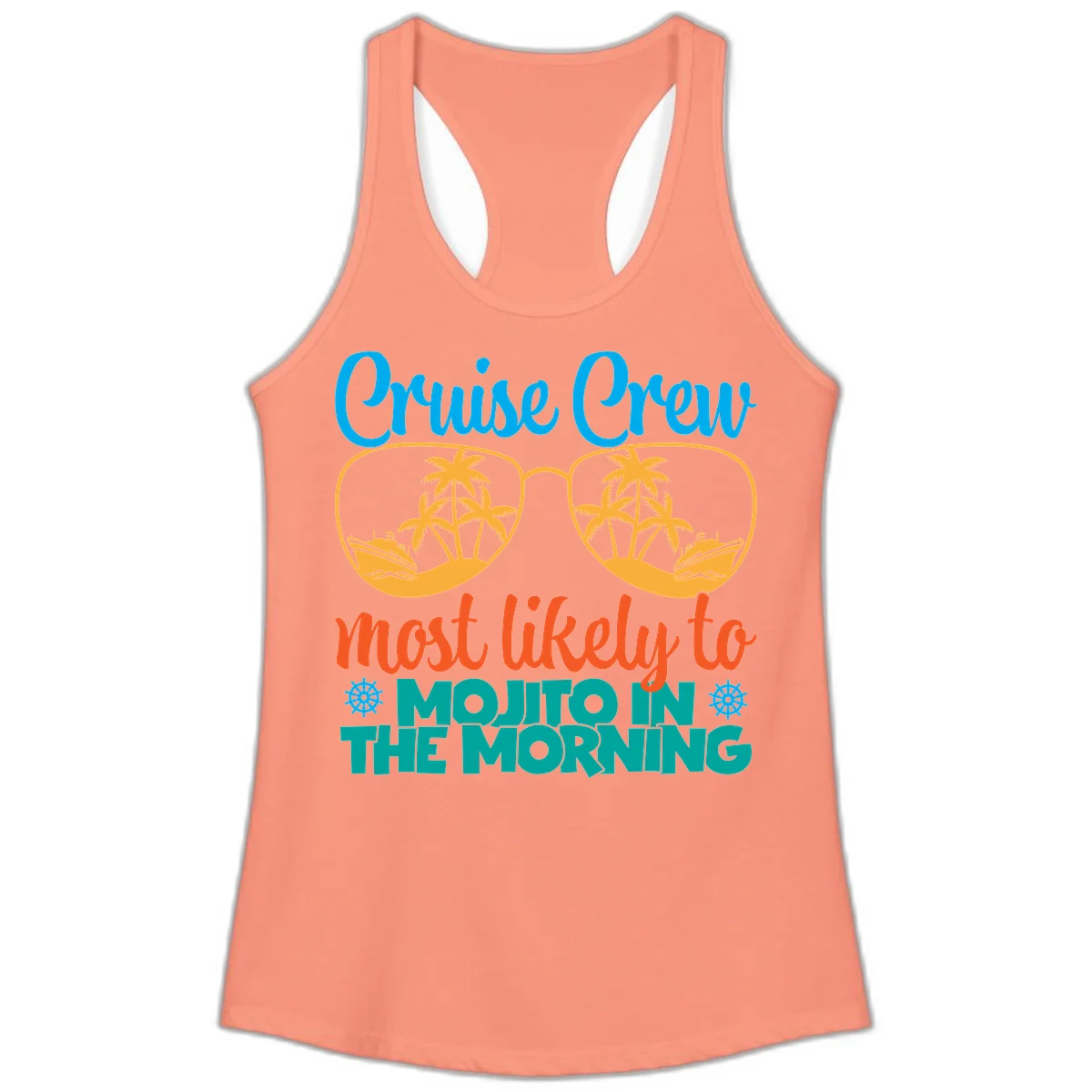 Cruise Crew Most Likely To Mojito Ladies Tank in Solid Light Orange