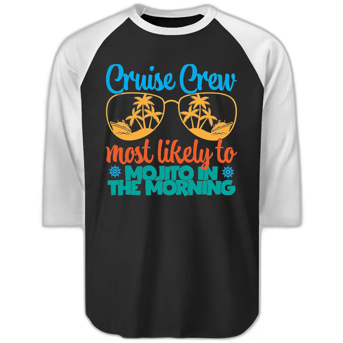Cruise Crew Most Likely To Mojito Raglan 3/4 in Black White