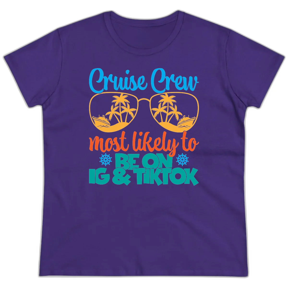 Cruise Crew Most Likely To Beon Ig & Tiktok Ladies Tee in Purple