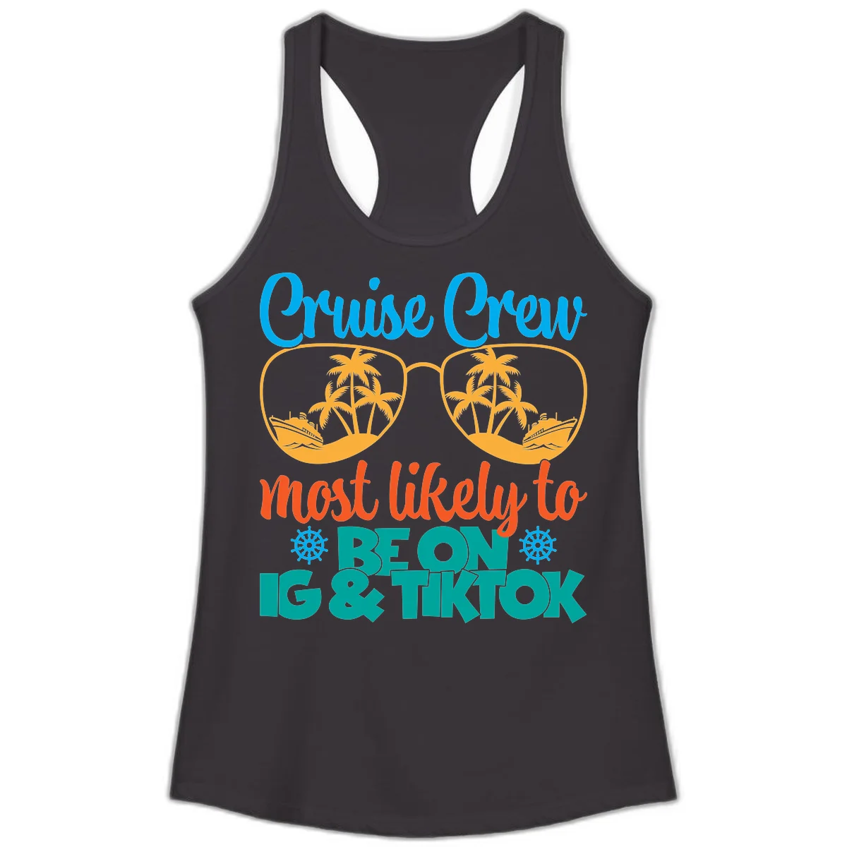 Cruise Crew Most Likely To Beon Ig & Tiktok Ladies Tank in Black