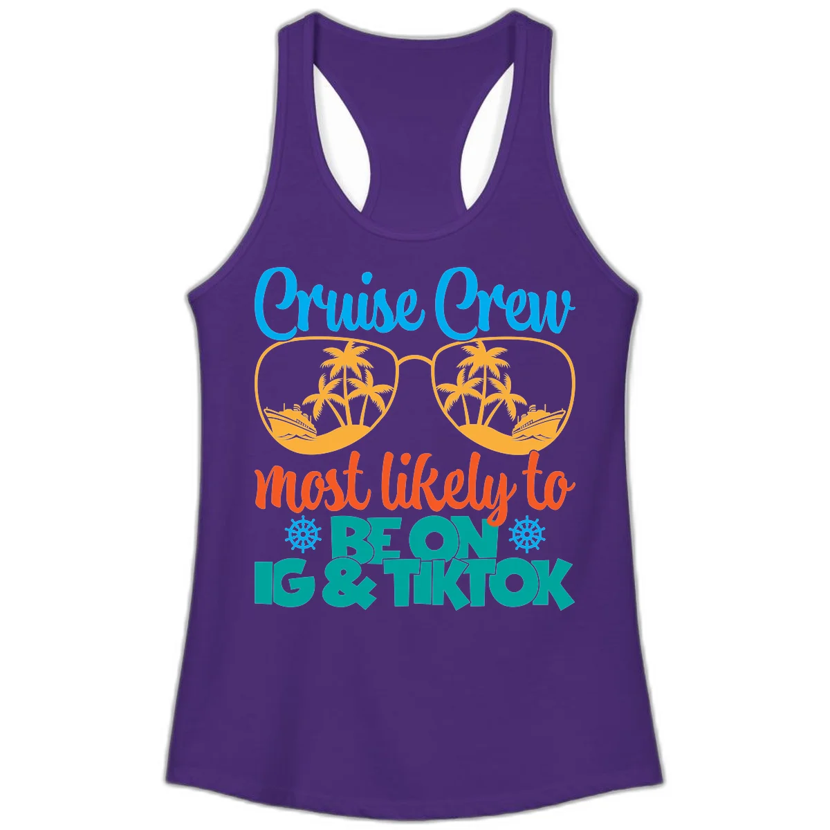 Cruise Crew Most Likely To Beon Ig & Tiktok Ladies Tank in Solid Purple Rush