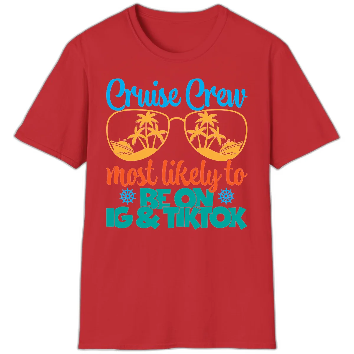 Cruise Crew Most Likely To Beon Ig & Tiktok T-Shirt in Red