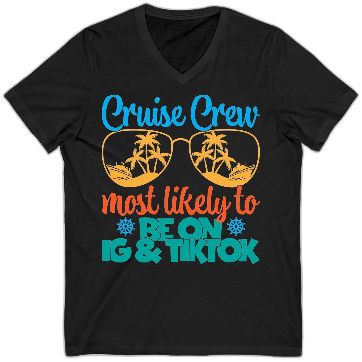Cruise Crew Most Likely To Beon Ig & Tiktok V-Neck in Black