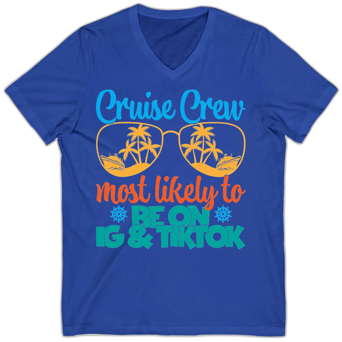Cruise Crew Most Likely To Beon Ig & Tiktok V-Neck in True Royal