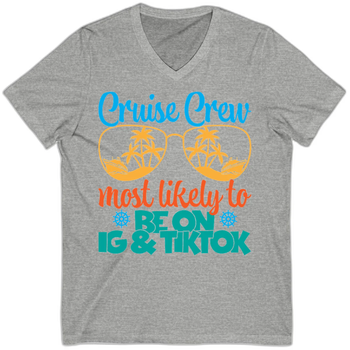 Cruise Crew Most Likely To Beon Ig & Tiktok V-Neck in Athletic Heather
