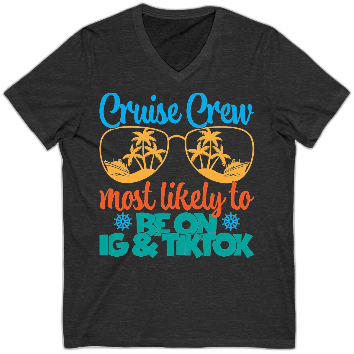 Cruise Crew Most Likely To Beon Ig & Tiktok V-Neck in Dark Grey Heather