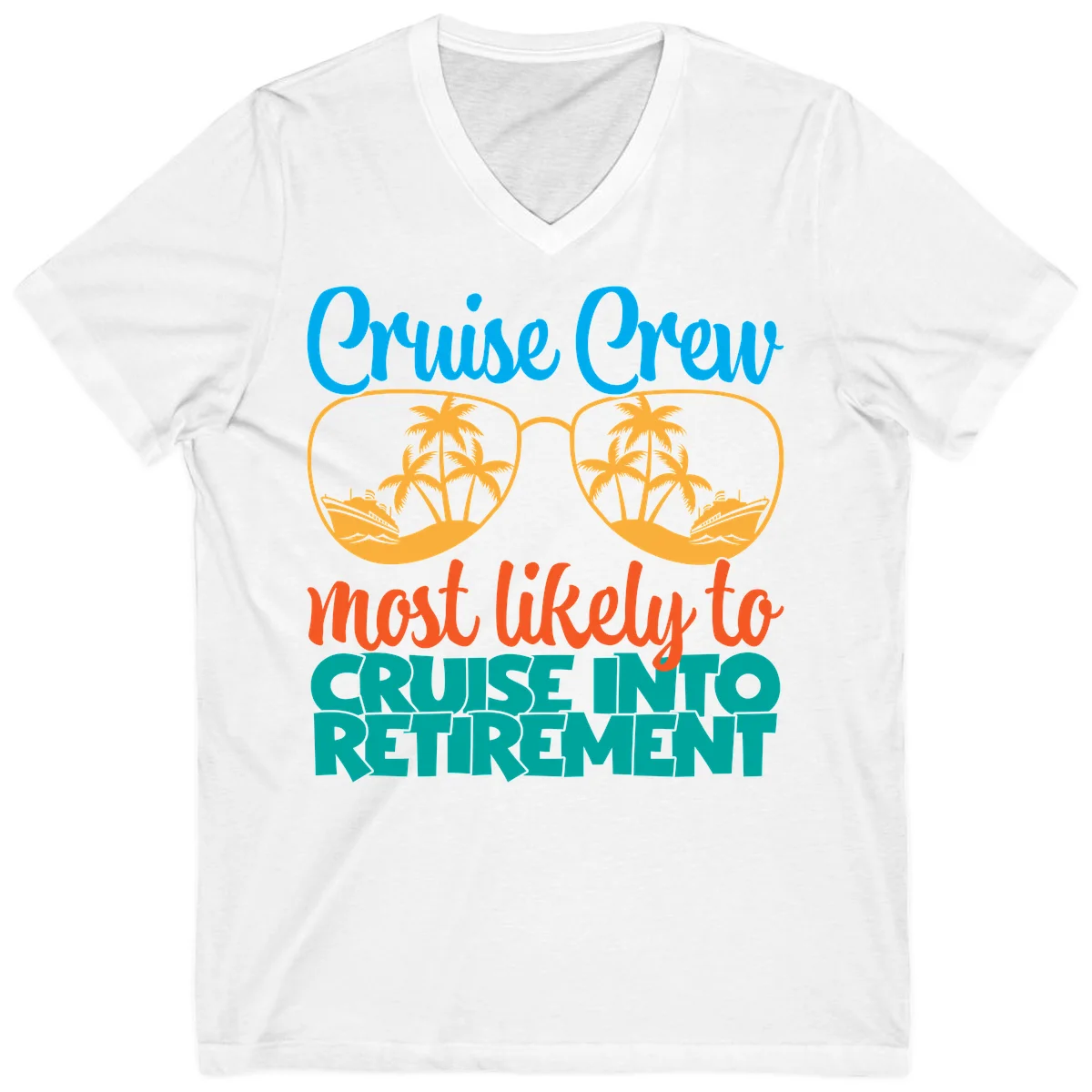 Cruise Crew Most Likely To Cruise Into Retirement V-Neck in White