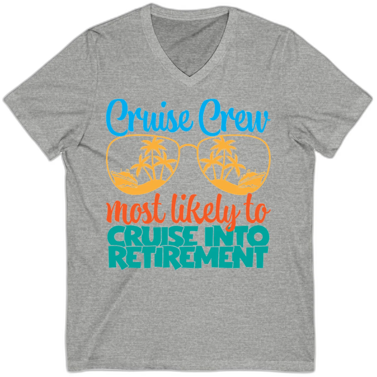 Cruise Crew Most Likely To Cruise Into Retirement V-Neck in Athletic Heather