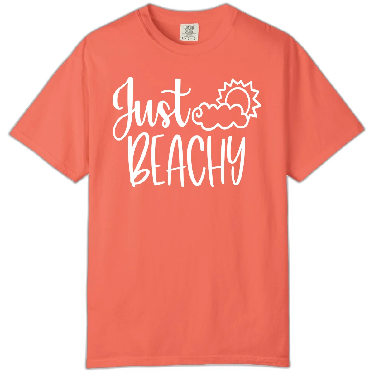 Just Beachy Comfort Color T-Shirt in Bright Salmon